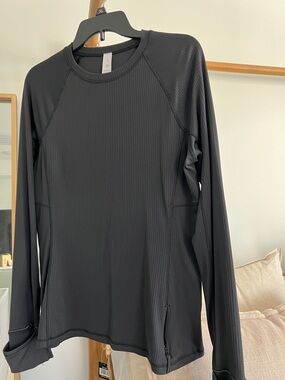 lululemon athletica Black Ribbed Crew Active Top